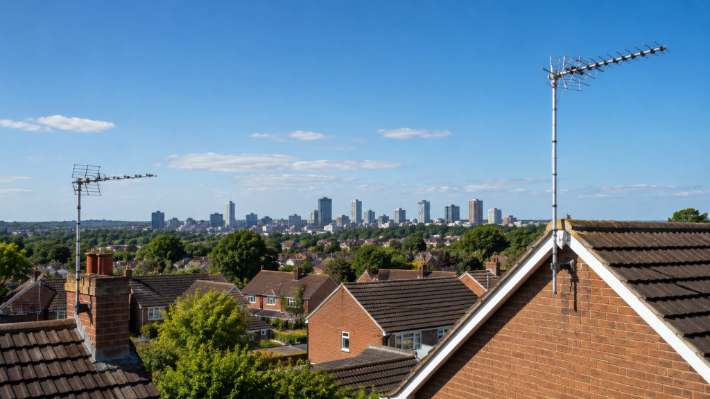 TV aerials across Birmingham rooftops